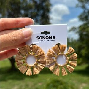 Sonoma Straw Fringe Earrings with Gold Post